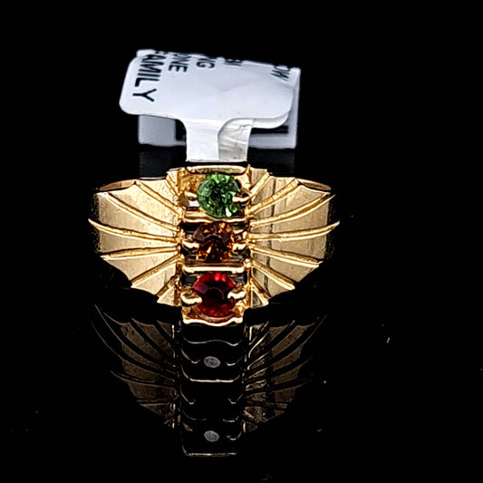 3 COLOR STONE RING